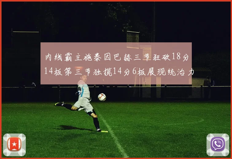 内线霸主施泰因巴赫三节狂砍18分14板第三节独揽14分6板展现统治力